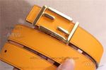 AAA Replica Cheap Fendi Yellow Leather Belt - Yellow Gold Double F Buckle